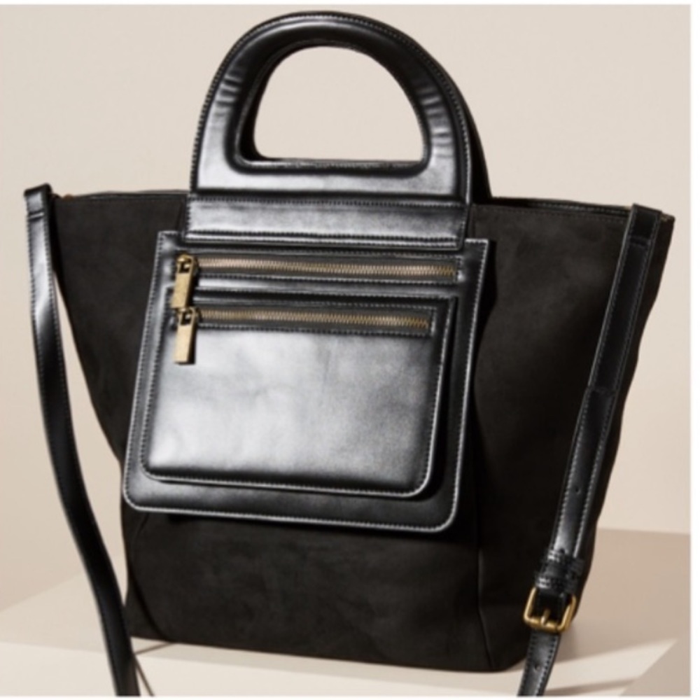 Anthropologie Prudence Black Tote Zipper Bag